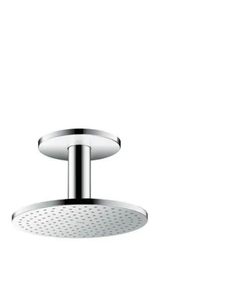 Deckenmontierte Kopfbrause aus Chrom mit runder, flacher Duschfläche und Wasserstrahldüsen. Produkt von AXOR.